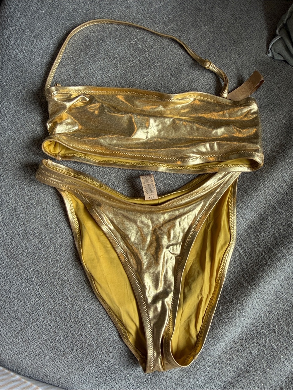 SKIMS Metallic Gold Two-Piece Bikini Set
